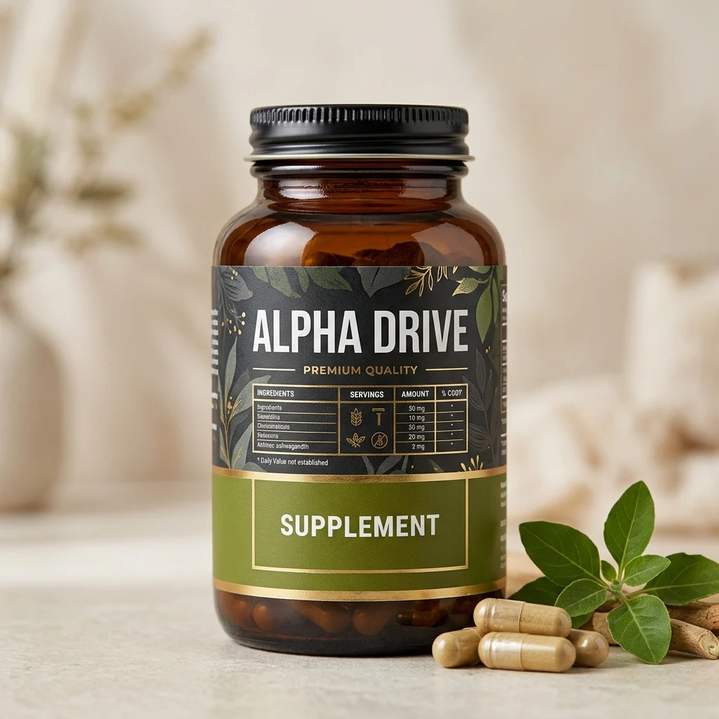 Alpha Drive food supplement tub - men's wellness supplement after 50
